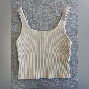 Aritzia Babaton Sculpt Knit Squareneck Tank - Matte Pearl Size M